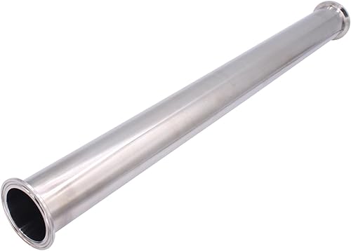 DERNORD Tubo de carrete sanitario con extremos de abrazadera, tubo redondo sin costuras de acero inoxidable 304 con brida de virola de 2 pulgadas