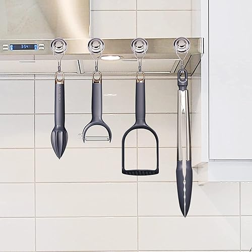 Miniatura 5 de Paquete de 4 ganchos magnéticos de 15 libras + imanes de tierra resistentes con gancho para refrigerador, gancho de crucero extra fuerte para