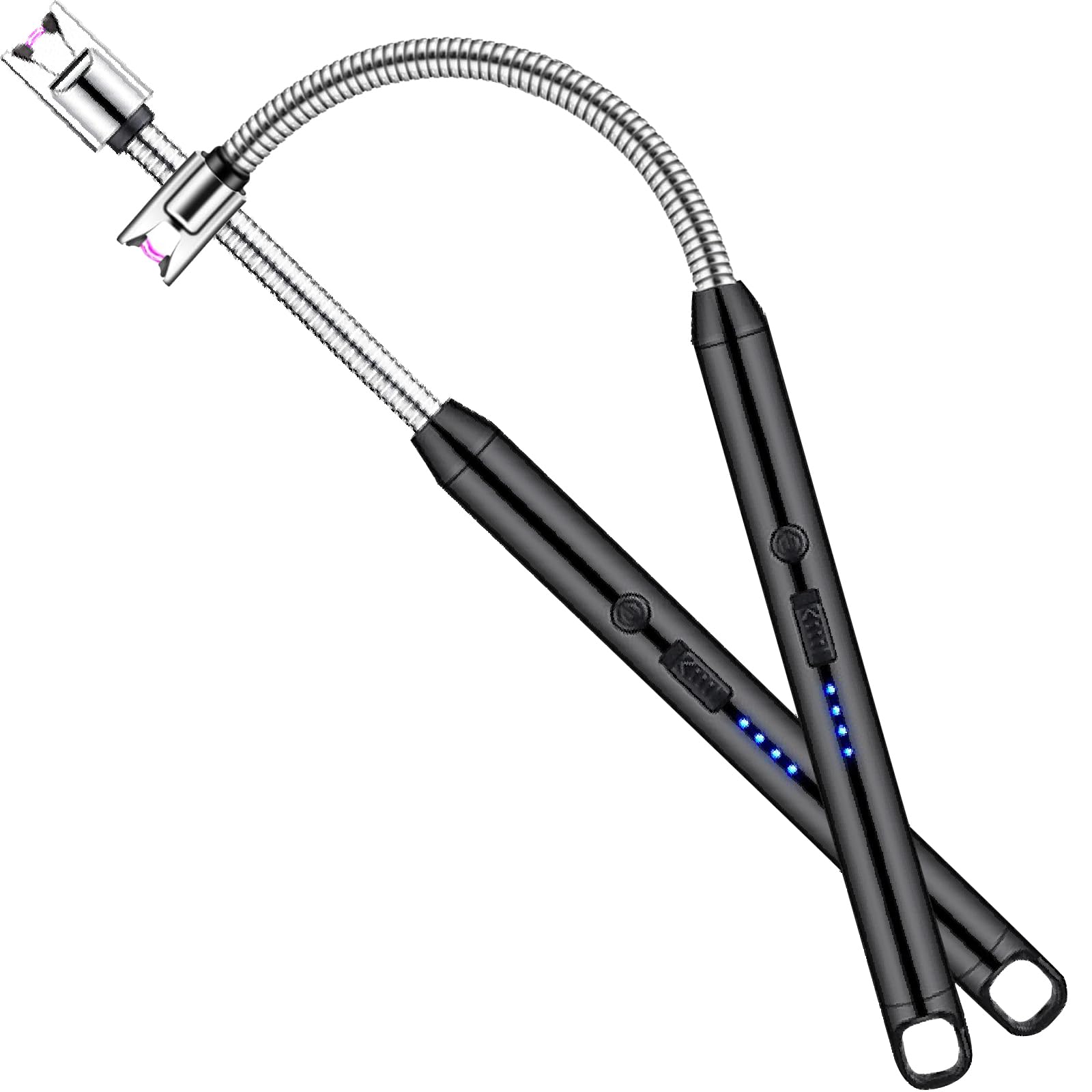 Gudemoore Black Electric Candle Lighter Rechargeable Usb, Windproof Flameless, 2 Pcs Long Reach Plasma Arc Lighter For Scented Candles, Bbq, Stove, Camping