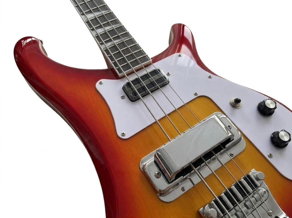 Basso elettrico Solid Body, stile tributo classico Sunburst con doppi pickup, 4 corde full size for performance sul palco rock (Bajo Eléctrico)