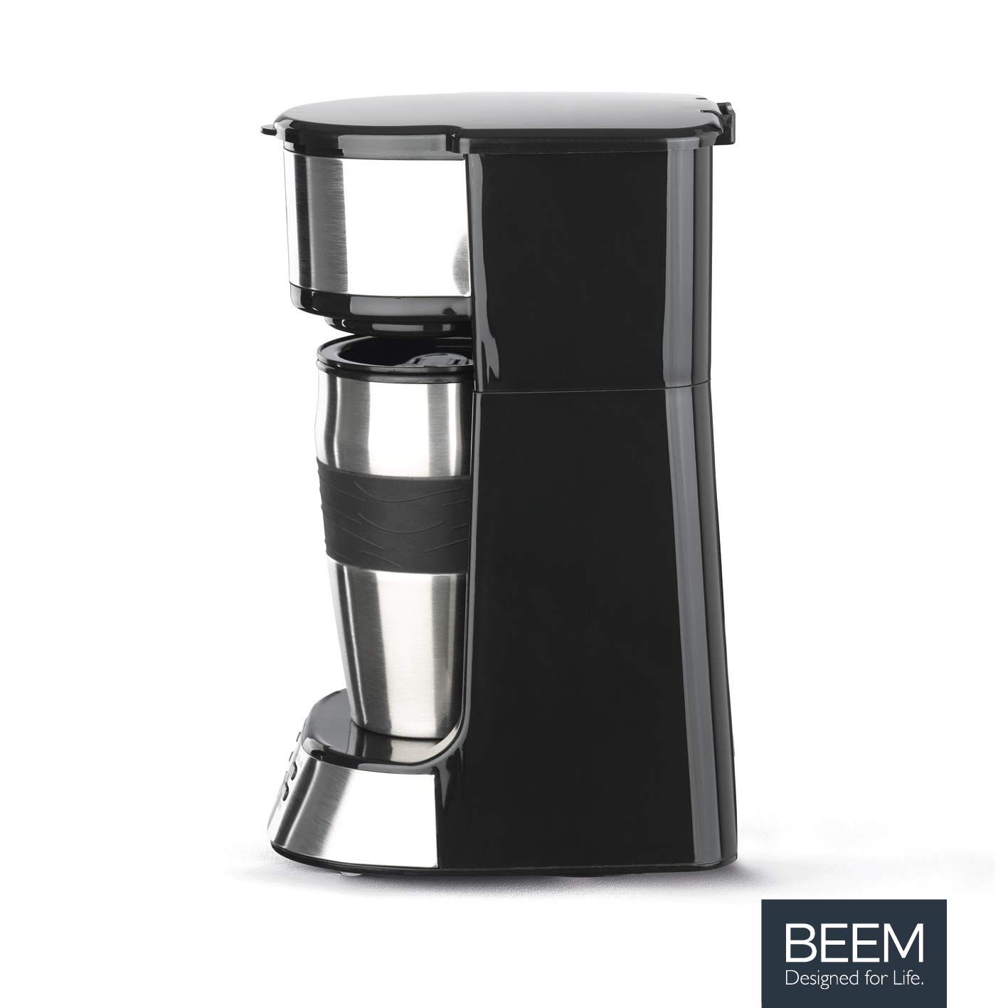 BEEM THERMO 2 GO Cafetera de filtro individual con taza térmica | Incluye taza de café de 0,4 l para llevar | Con temporizador de 24 horas para una taza de café caliente sin esperar | 750 W