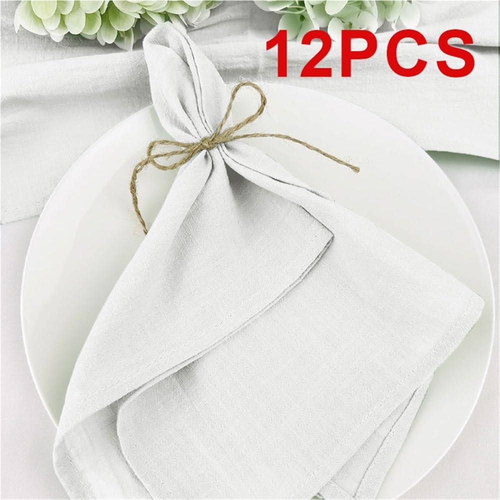 serwetki bawełniane, Podkładka na stół 40x40 cm, trwała, poliestrowa, gruba, do dekoracji kuchni i jadalni, wesel(White 12pcs)