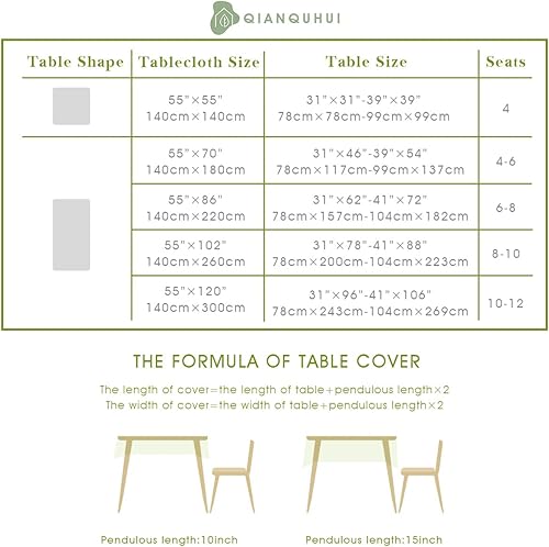 Miniatura 6 de QIANQUHUI - Mantel bordado para mesa de comedor, mantel rústico para cocina estilo granja, mantel rectangular a prueba de polvo, derrames y manchas,