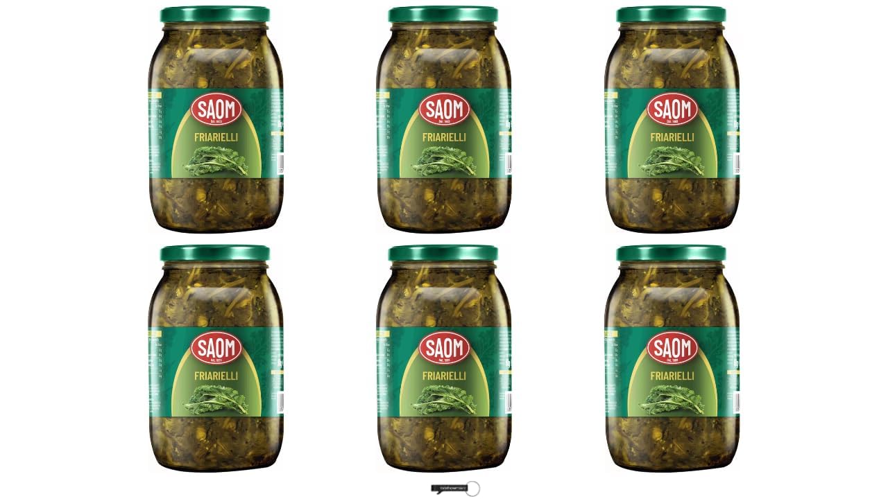 Saom Friarielli Napoletani in Ölglas, 960 g, 6 Stück, hergestellt in Italien, + Schlüsselanhänger italy shop service