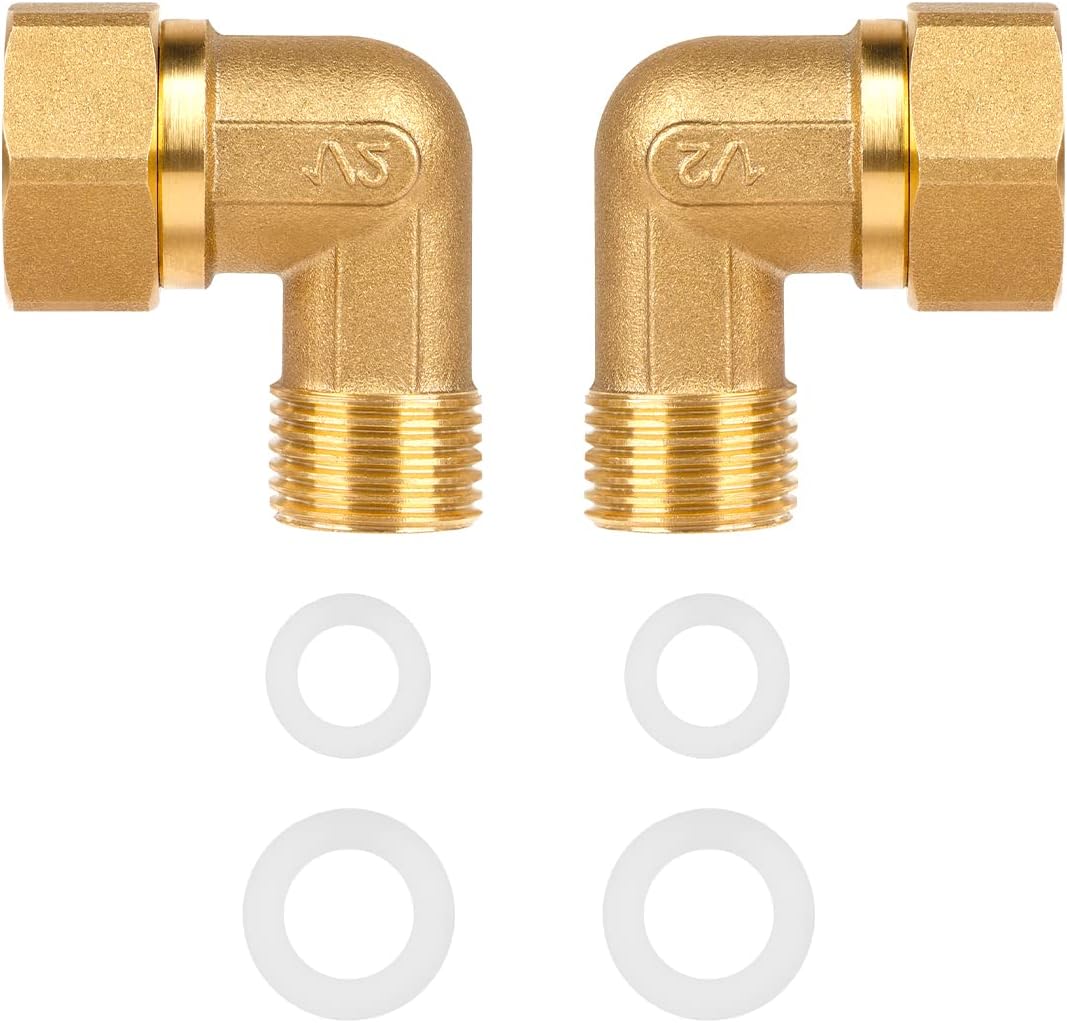 Old Clawfoot Bath Tub Mount Faucet Brass Installation Kit Elbows Adapter Connector Mount Set to Water Line, 3/4 IPS Female to 1/2 IPS Male, 2 Pack