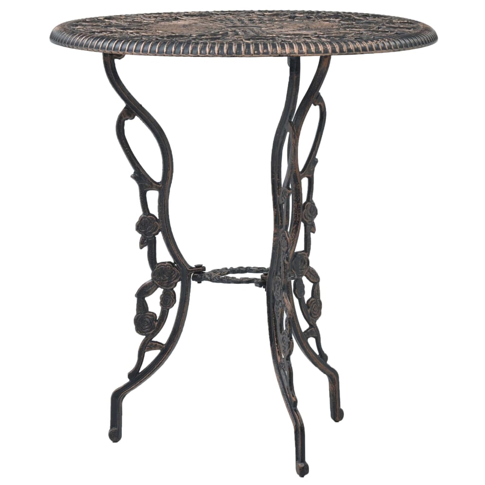 Set da bistrò, 3 pezzi, in alluminio pressofuso, colore bronzo, 59 x 59 x 62 cm + 2 x 38 x 41 x 85 cm, resistente alle intemperie, per terrazza, balcone, giardino, ristorante