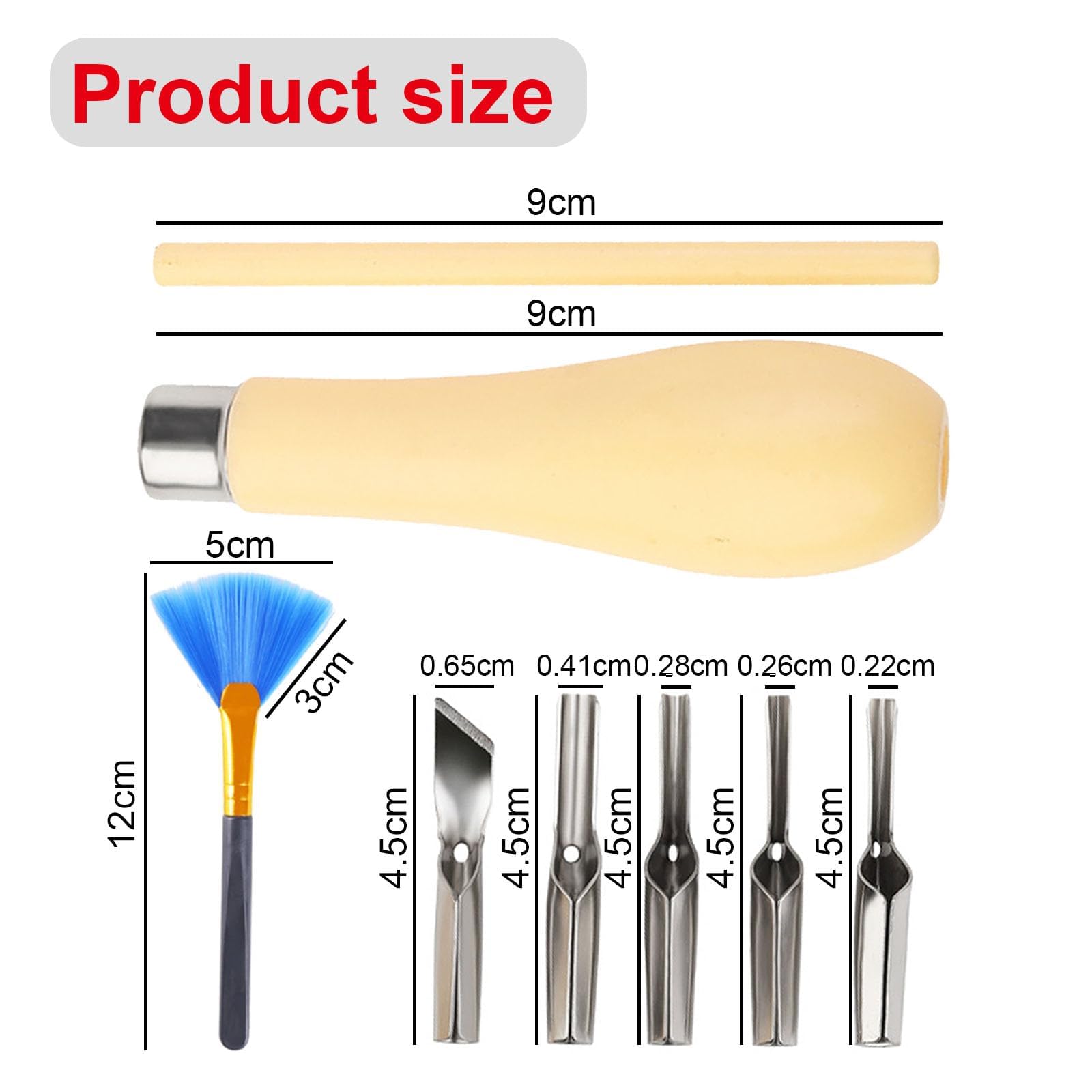 CLKE 1 Set Linocut Cutting Tools, Wood Carving Kits Tools, with 1 Cleaning Brushwood Carving Tool Set for Soft Wood Linoleum - Image 2