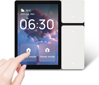 3.5 Inch Smart Home Control Panel with 3 Gang Relay Touchscreen and 3 Button, All-in-One APP Control Home Devices Switch Wall Mount Smart Panel, Built-in IR&Voice Assistant - White