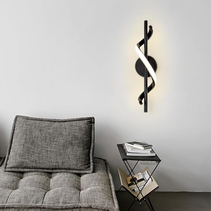 XINYASEE XINYASEE Bedlamp (driekleuren wissellicht), moderne lampen voor slaapkamer, wandlampen voor woonkamer, decoratieve lampen en lantaarns (Zwart)
