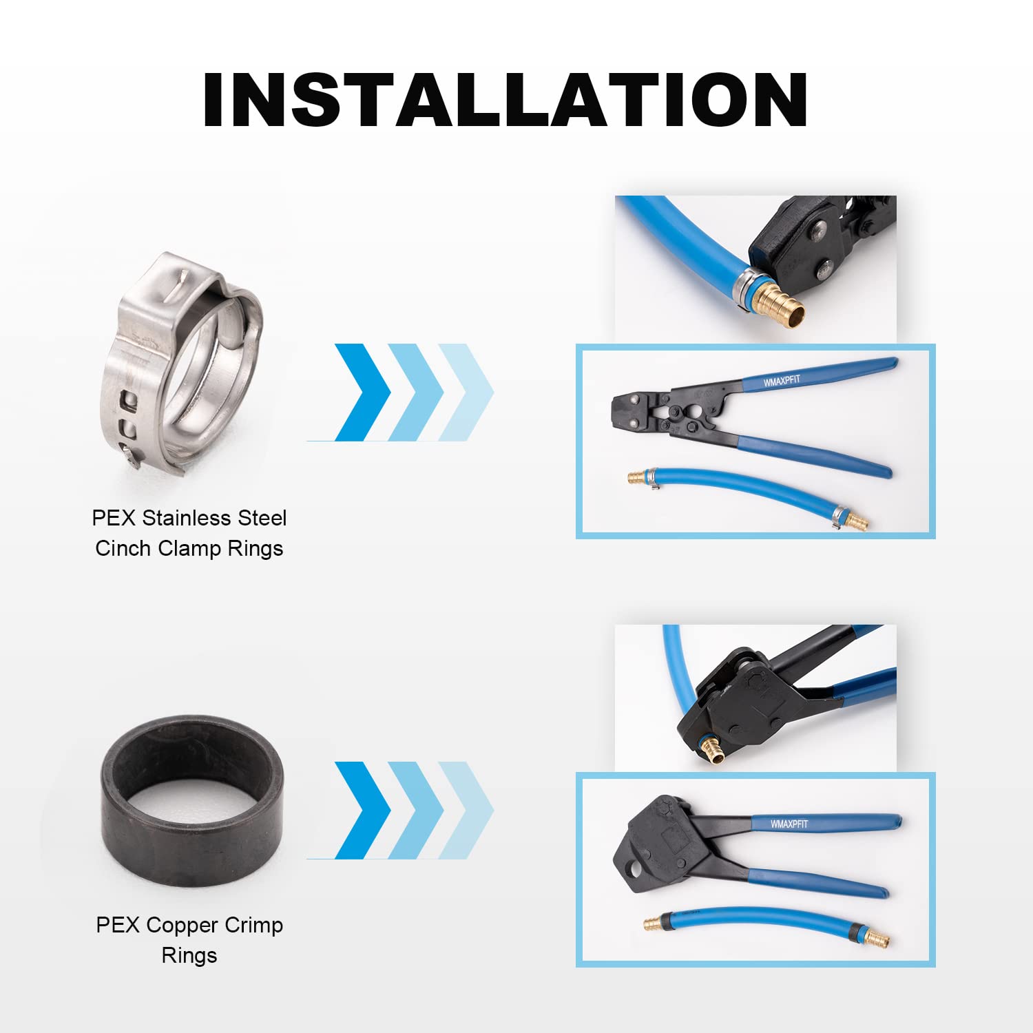 (Paquete de 24 unidades de 6 artículos) Kit de montaje PEX de 1/2 pulgada y 3/4 pulgadas, 4 codos de 1/2 pulgada, camisetas, acoplamientos y codos de 3/4 pulgadas 4 de cada uno, Tees,