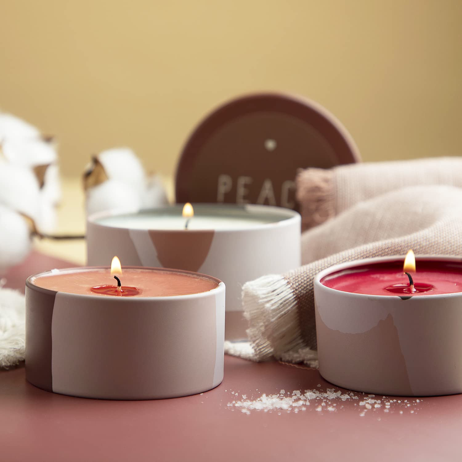 Hearth & Harbor Blaszane słoiki na świece do produkcji świec, 12 sztuk, pojemniki na świece DIY, z pokrywkami, metalowe słoiki na świece, zbiorcze puszki na świece, abstrakcyjne kształty