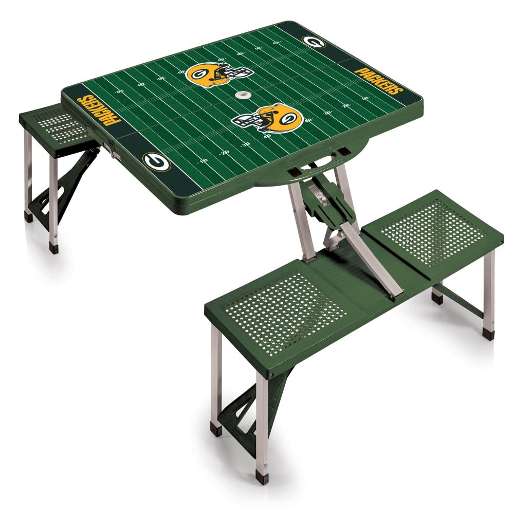 Picnic TIME NFL Football Field Folding Picnic Table, Camping Table, Outdoor Table with Umbrella Hole