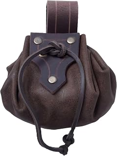 Medieval Genuine Leather Simple Pouch - Handmade for LARP, Cosplay, Halloween, Theater & SCA (Brown)