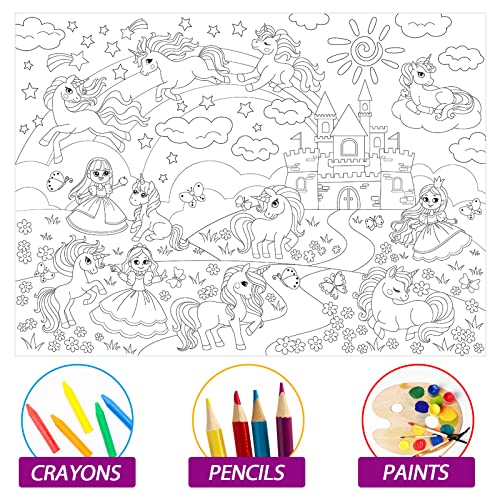 Image of Unicorn Giant Coloring Poster for Kids Large Coloring Tablecloth Activity Drawing Roll Paper Books Sheets Page Huge Table Cover Art Crafts for Classroom Home Gift Birthday Party Supplies Decoration