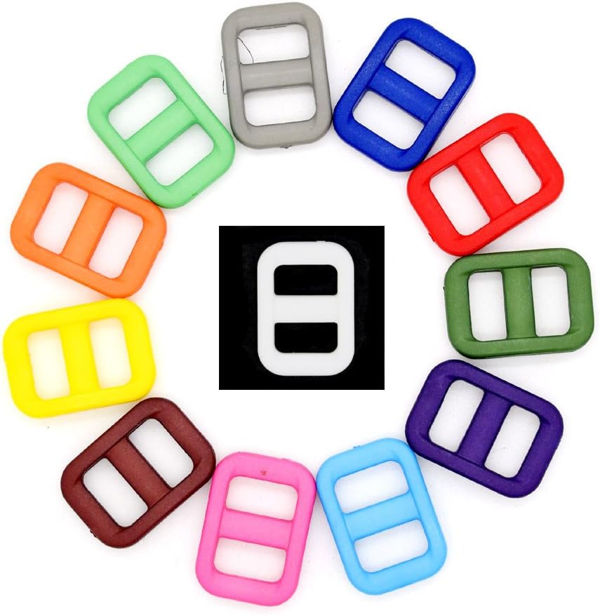 110pcs 3/8" Plastic Tri-Glide Buckles for Pet Collars, 12 Colors, DIY Strap Webbing Bag Parts Accessories - Image 3
