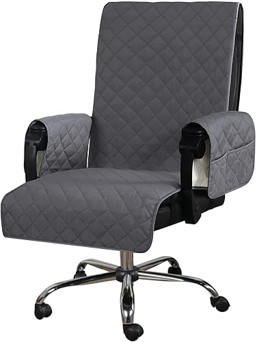 H.VERSAILTEX Funda grande para silla de oficina, resistente al agua, con brazos, funda para silla de escritorio de computadora con hebilla