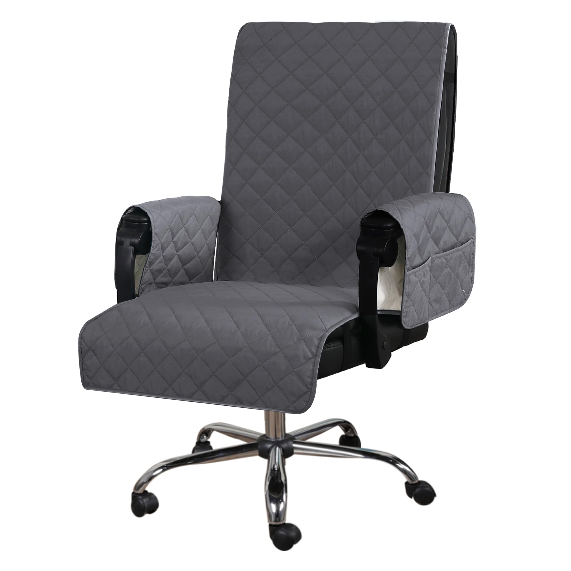 Amazon.com: H.VERSAILTEX Large Office Chair Cover Water Resistant Chair  Covers with Arms Computer Desk Chair Covers with Non Slip Buckle High Back  Universal Executive Boss Chair Covers Washable, Grey/Beige : Home &