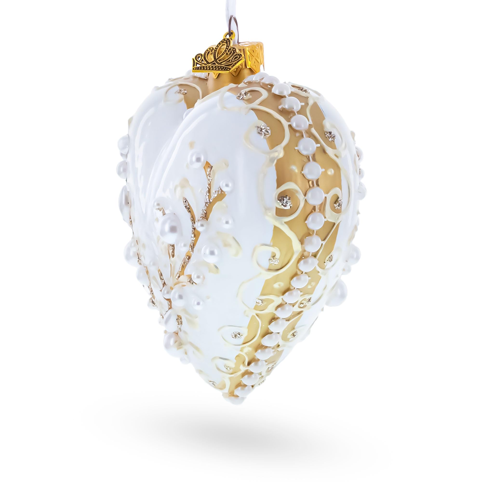 Adorno de corazón de cristal con perlas de invierno