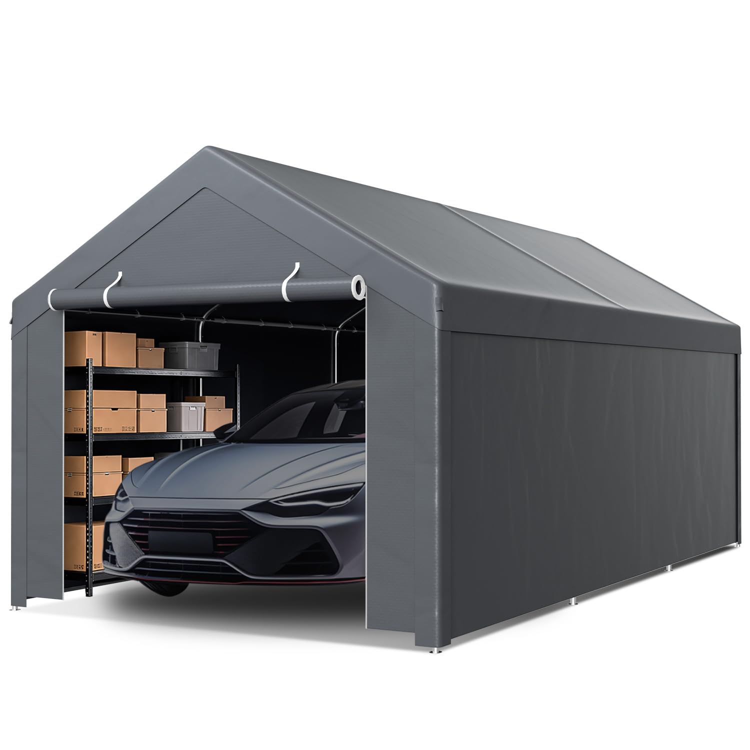 Tenda da garage 3x6 m acciaio zincato PE grigio