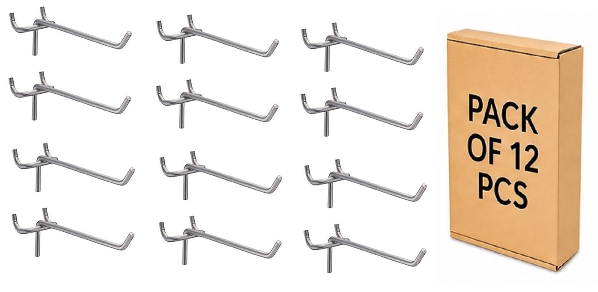 Q1 Beads 12 Pack 8" Heavy Duty Pegboard Hooks Kit Peg Hooks for 1� Spaced Pegboards, Utility Hooks for Wall Organizing in Home or Garage (Chrome, 8 inch, 12 Pcs)-picture-1