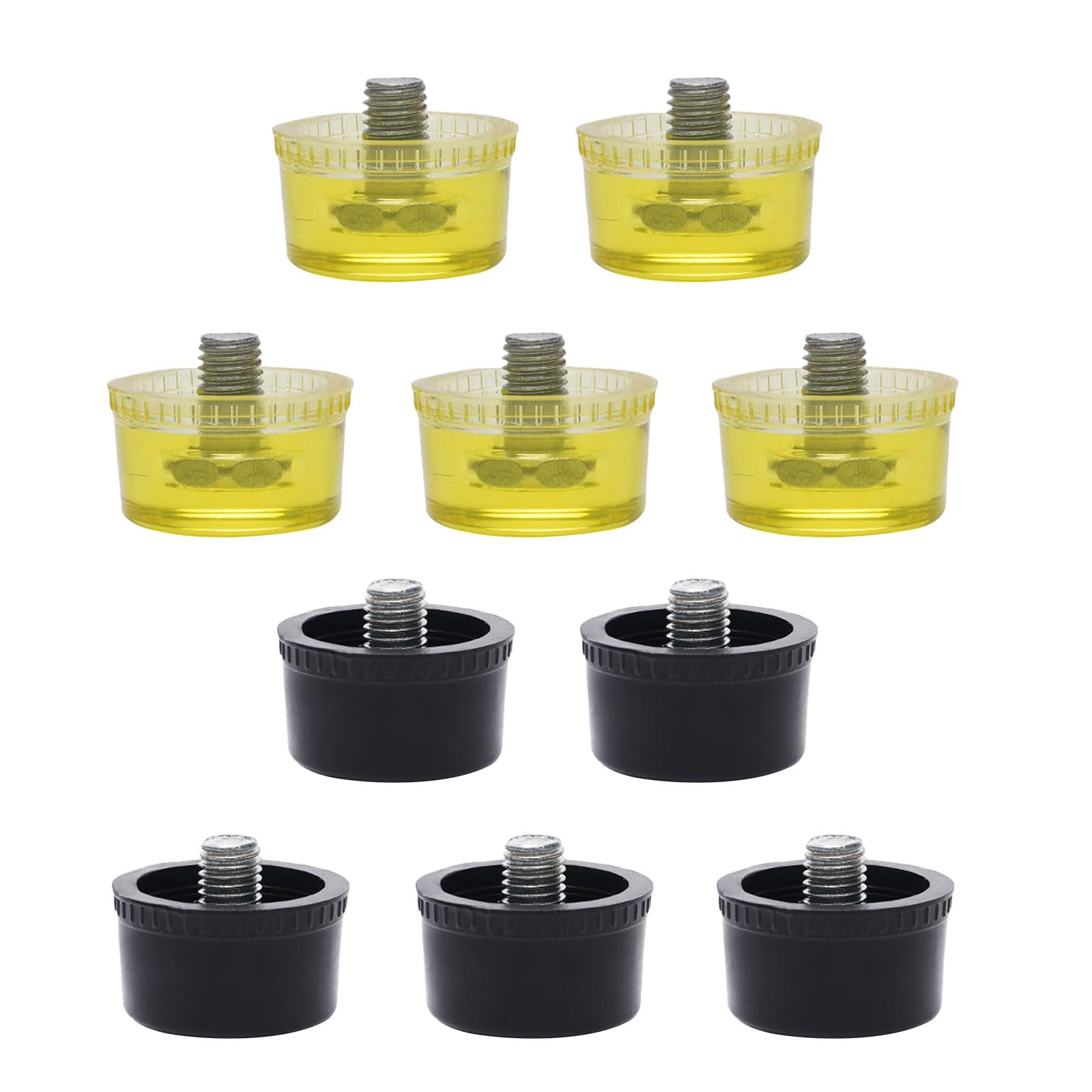 Multipurpose 10Pcs Rubber Head Replacement Yellow Black Tip For Precise Work Delicate Surfaces Work With Hammer