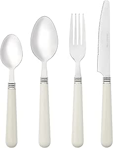 Set Posate Baroni Home 24 Pezzi In Acciaio Inox - Con Manico Giallo, Per 6 Persone, Lavabile In Lavastoviglie - Foto 8