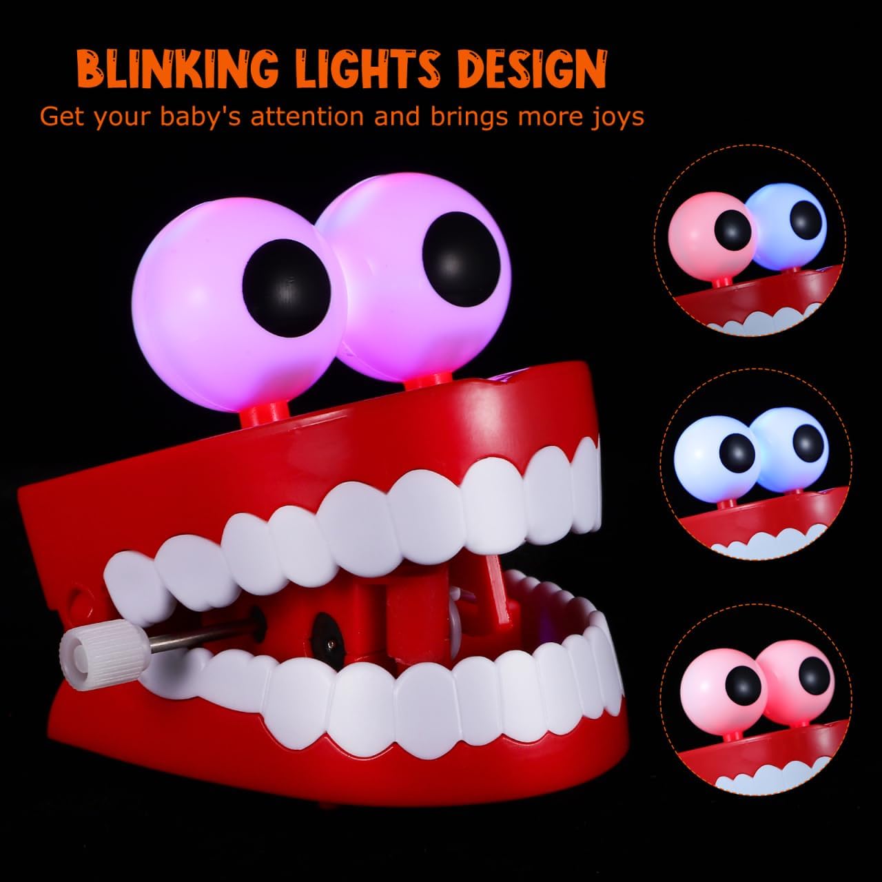 Toyvian LED Chattering Teeth, Light Up Wind Up Walking Gag Prop for Halloween image 2