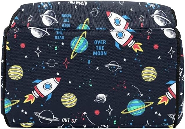 Personalized Diaper Backpack Space Planet Rocket Multi Function Diaper Bag Travel Daypack Nursing Nappy Bag