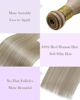 Vista 115 de LaaVoo Extensiones de cabello humano real para coser, extensiones de cabello humano de doble trama, color negro azabache, 18 pulgadas, 3.53 onzas