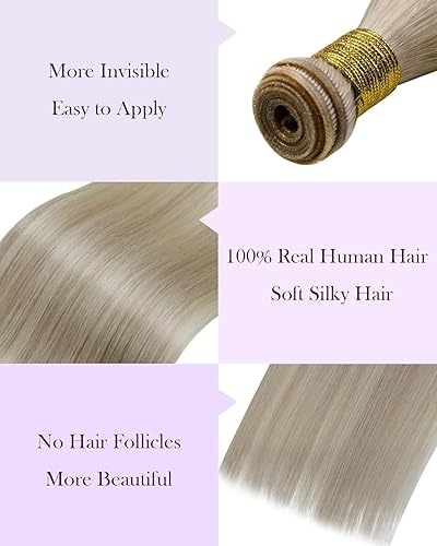 Miniatura 115 de LaaVoo Extensiones de cabello humano real para coser, extensiones de cabello humano de doble trama, color negro azabache, 18 pulgadas, 3.53 onzas