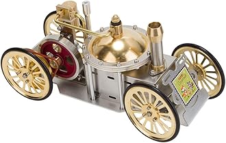 Engine Model Kit, Christmas Metal Steam-Powered Car Model Engine Motor Model Engine Kit, Educational Toy Electricity Generator for Technology Enthusiasts