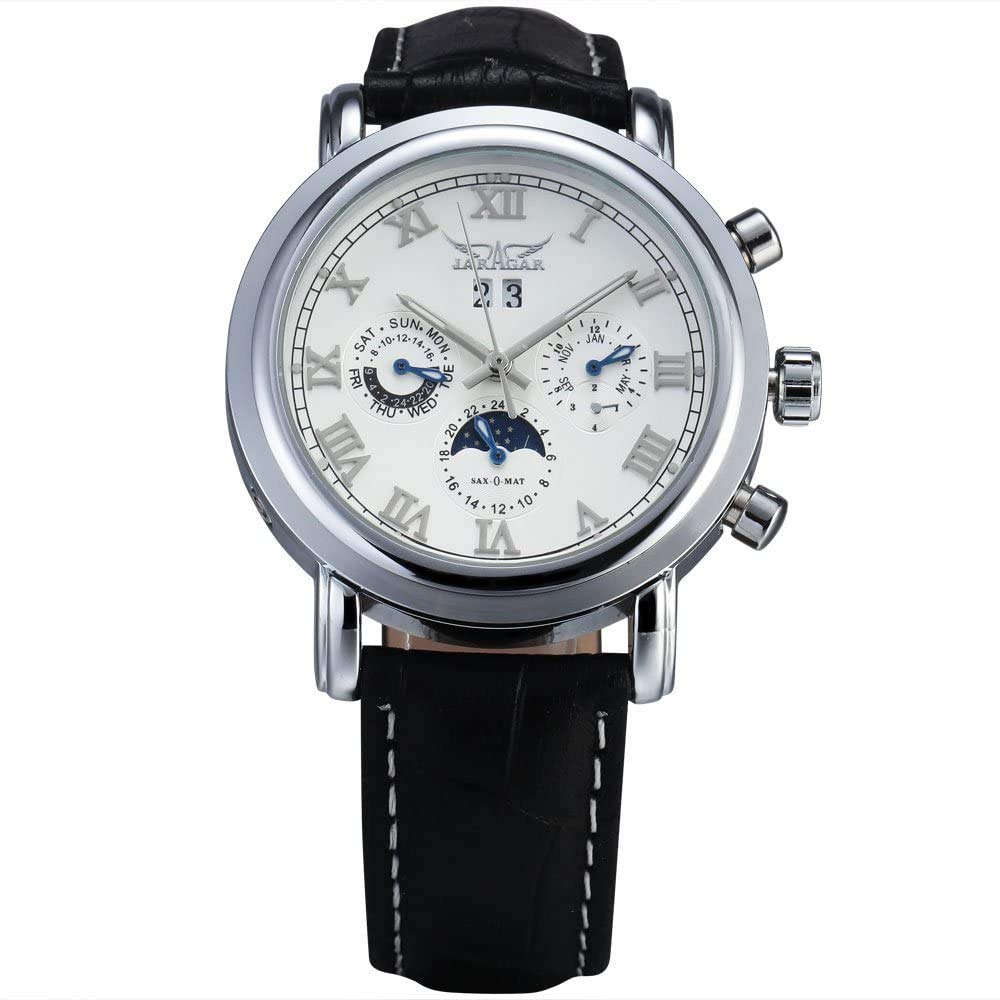 MASTOP Mechanische Herren-Armbanduhr, automatisch, selbstaufziehend, Militär, Skelett, Lederband, analoge Armbanduhr