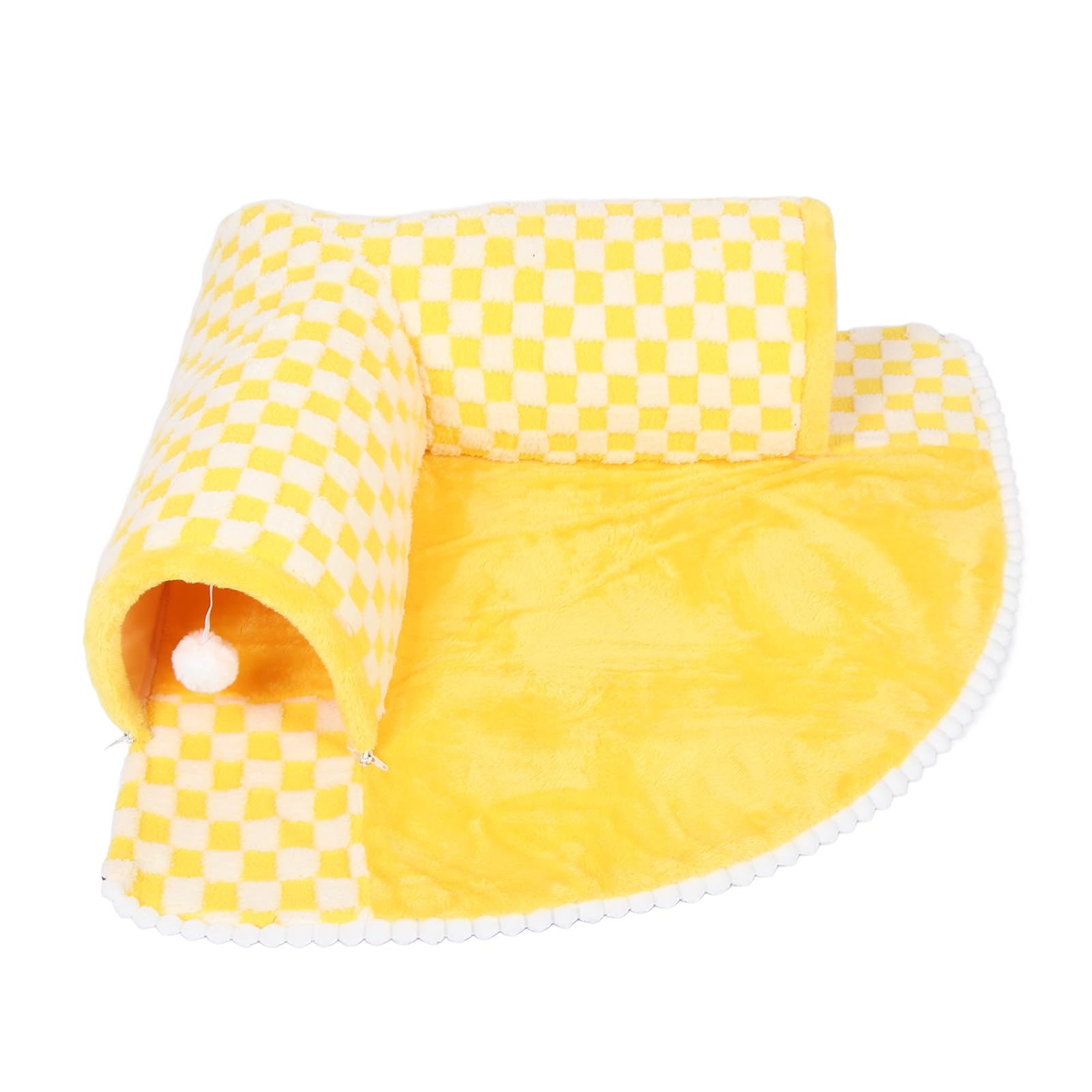 2 Piezas de Alfombra para túnel de Gato, Cama de Felpa Desmontable y Lavable para Gatos, Cama-túnel Suave y Plegable con cojín Desmontable para Gatos de Interior, Acogedor