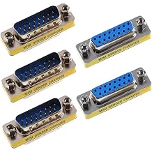 5 Pack DB15 15 Pin D-SUB Male to Female Coupler Adapter VGA Cable Connector Joiner for Monitor, Projector, and Computer