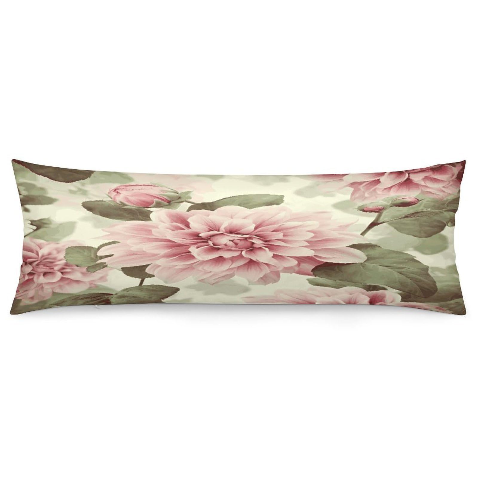 Beautiful Vintage Pink Flower Pillow Case Soft Breathable Long Pillowcover Pillow Protector Suitable for Sofas Car Chairs and Any Room