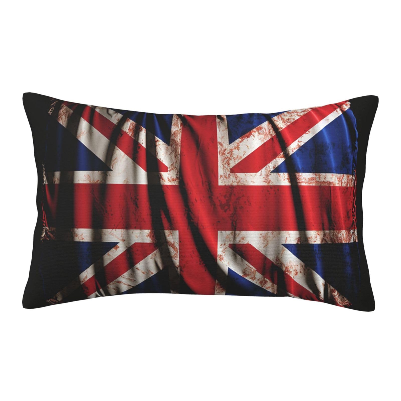 Velvet Pillowcases 14"x20" Ultra Soft Breathable Pillow Cases, Luxury Fuzzy Throw Pillow Covers with Zipper, British Flag on Black Background Pillow Shams Decorative Cushion Cases for Couch