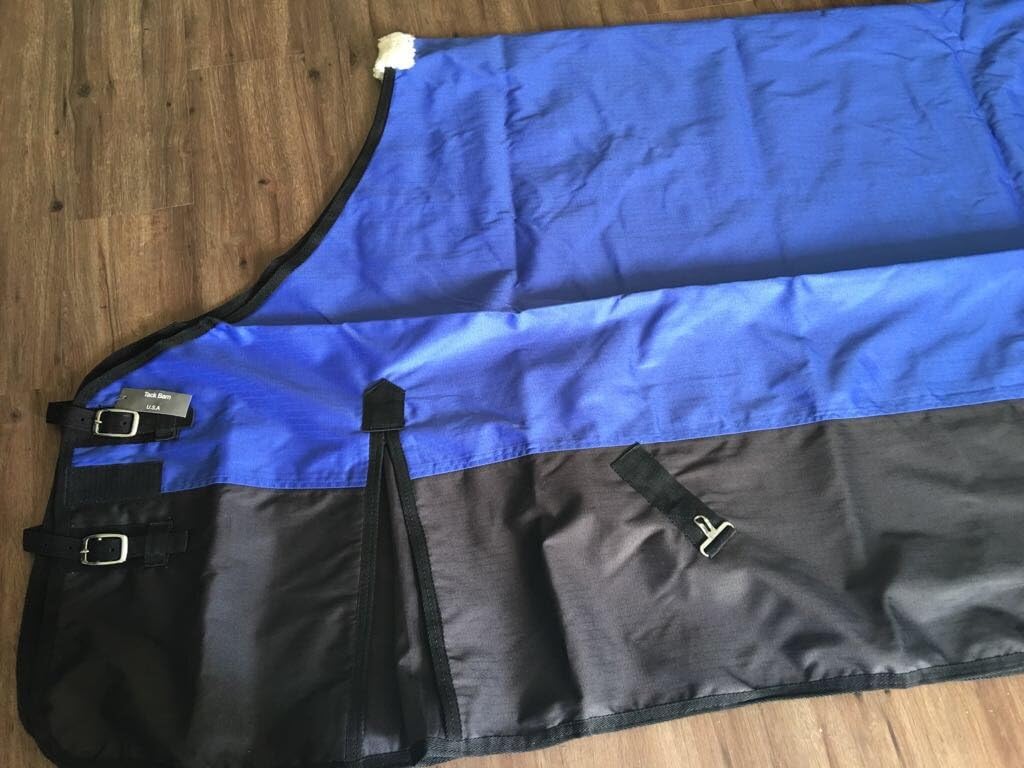 Winter Horse Turnout Winter Blanket No Fill Blue & Black Size 82"
