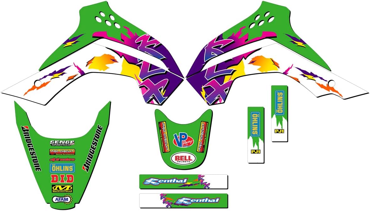 2008-2018 KLX 140 Throwback Green Senge Graphics Base Kit Compatible with Kawasaki
