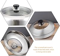 Vista 8 de YARNOW Tapas de sartén de acero inoxidable Cubierta de olla de metal Mango de tapa de olla de cocina grande para cocinar