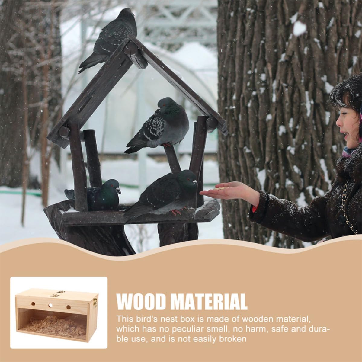Nidos de pájaros para jaulas, Caja Colgante de Madera Beige para periquitos y Aves, Lugar Protegido y cálido para cría en Interiores y Exteriores