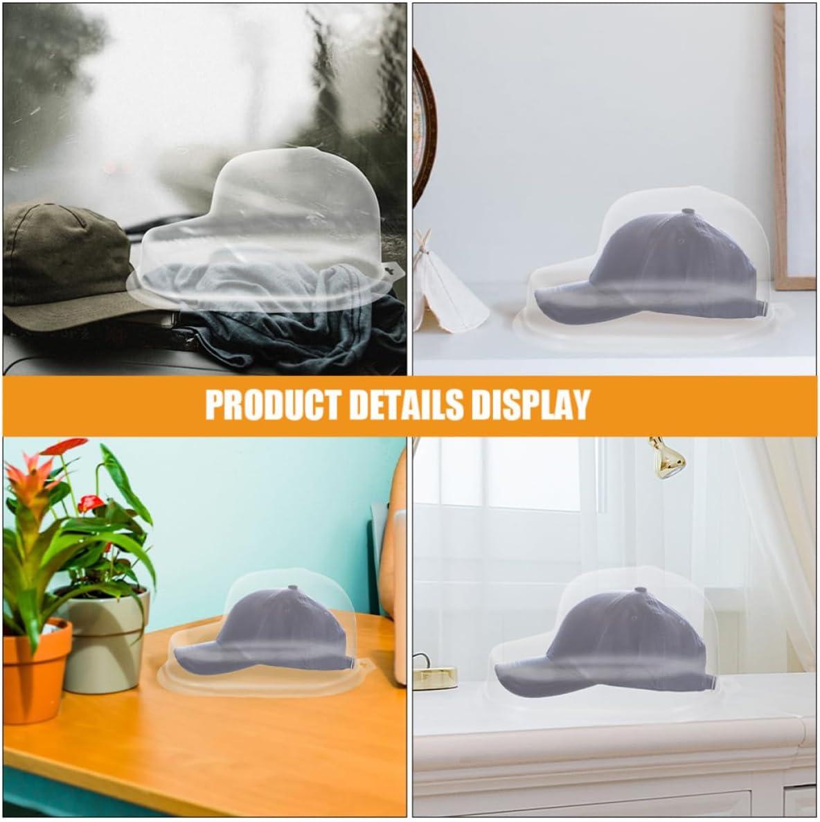 3pcs Baseball Cap Hat Box Portable Plastic Curved Brim Storage