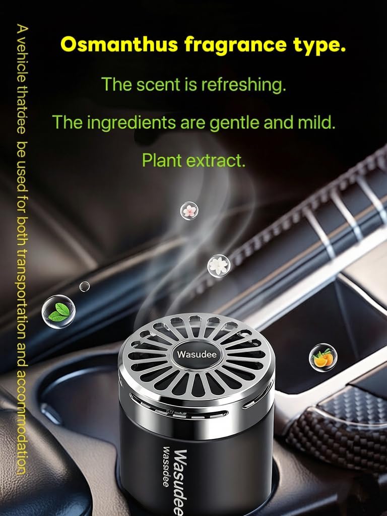 Waterless Diffuser for Essential Oil,Car-Mounted Solid Fragrance Diffuser，4 Fl Oz/ 50mL, Mini Scent Air Machine forFamily, Car, Office Black (Light and Shadow - Osmanthus Fragrance Type)