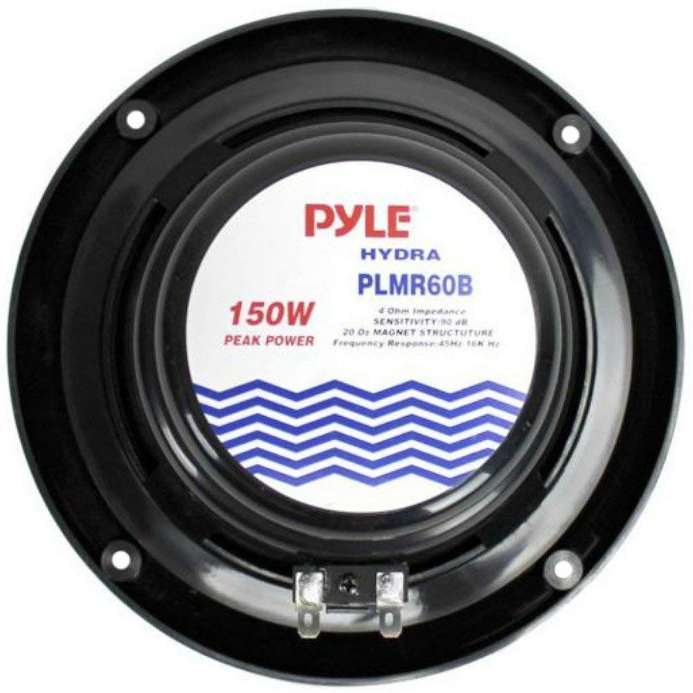 Pyle 2 PLMR60B 18 cm 180 mm Noir Double cône Haut-parleurs Waterproof pour mer Piscine Bateau hôtel pub Bar 4 ohm 75 Watt rms 150 Watt Max, Paire
