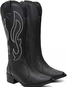Bota Texana Feminina Country Boiadeira Estilo Western Cano Longo Com Zíper Tendência Confortável