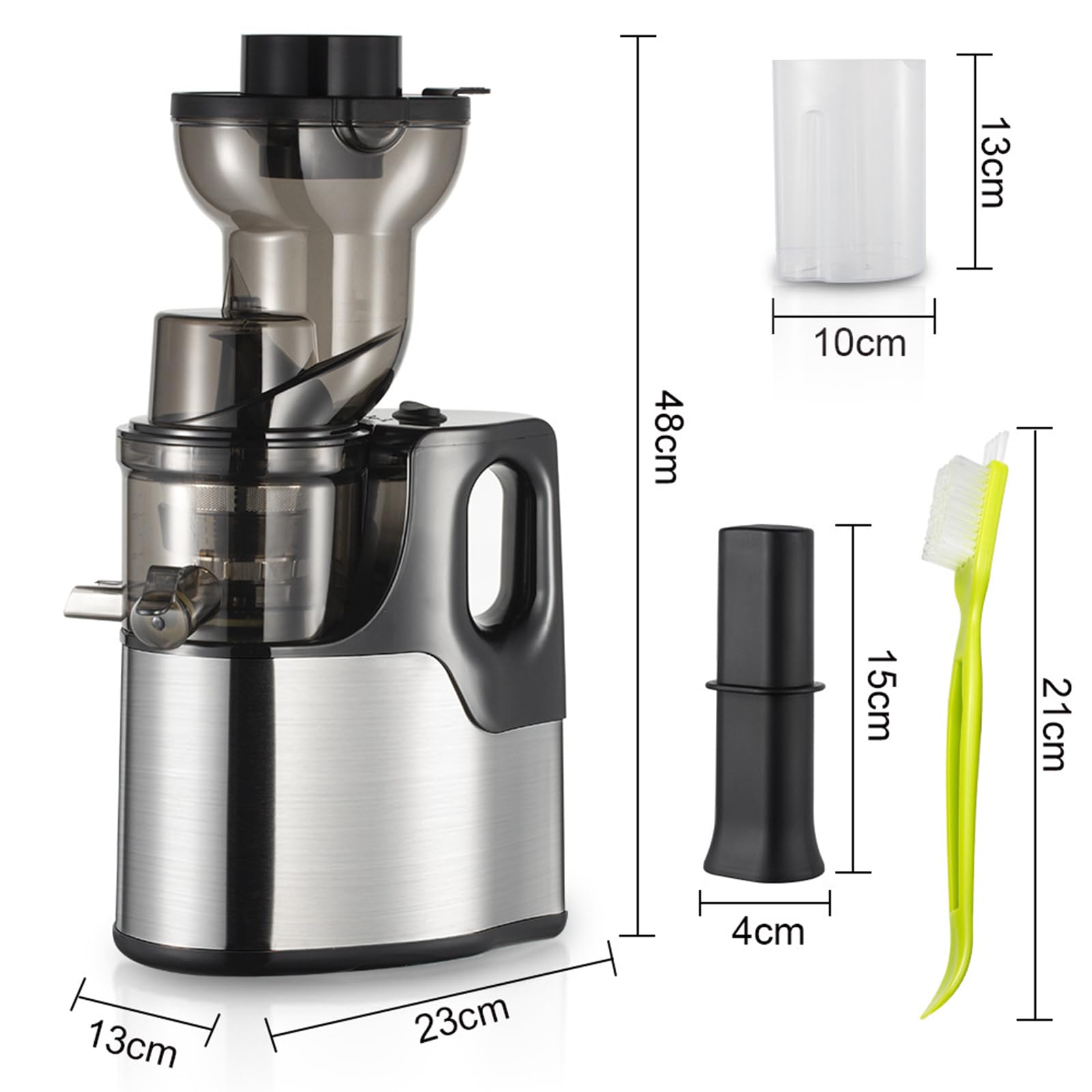 Estrattore di succo a freddo da 150 W, estrattore di succo a masticazione lenta con tramoggia di alimentazione da 75 mm, estrattore di succo elettrico per frutta e verdura, estrattore di succo porta