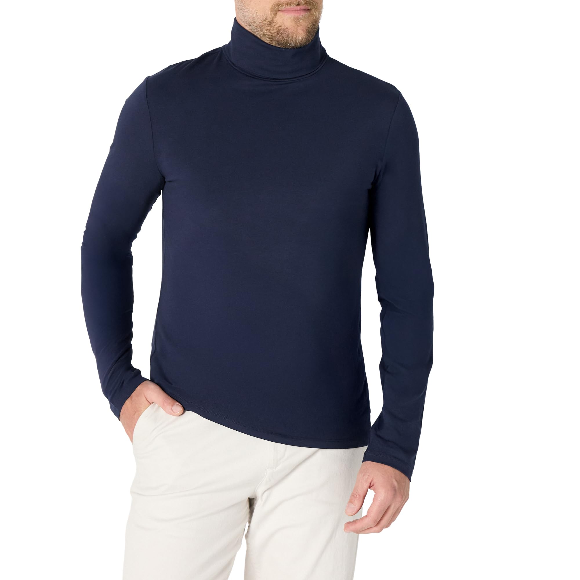 Amazon Essentials Men's Slim Fit Turtleneck Shirt, Navy, Small