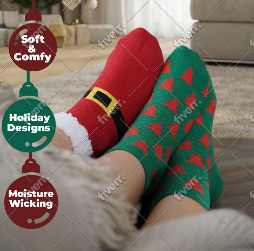 Silky Toes Womens Christmas Ankle Socks in Gift Box, 4 Pk Holiday Gift Set for women - Image 3