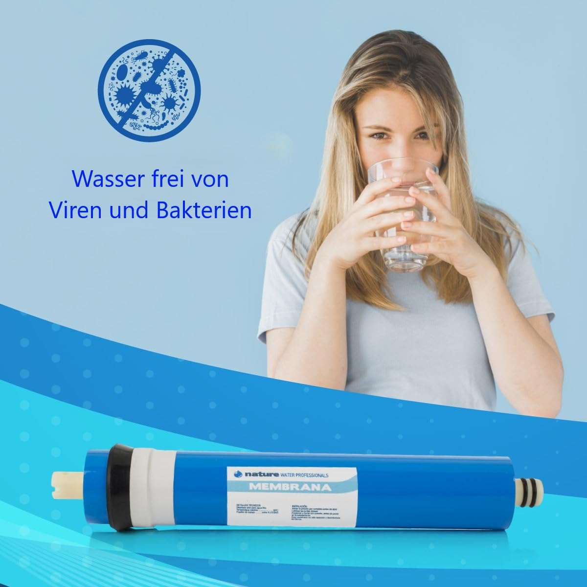 Ideale Membran für Umkehrosmose – 75 GPD – Beseitigung anorganischer Salze, Schwermetalle, organischer Stoffe und chemischer Materialien – Nature Water Professionals