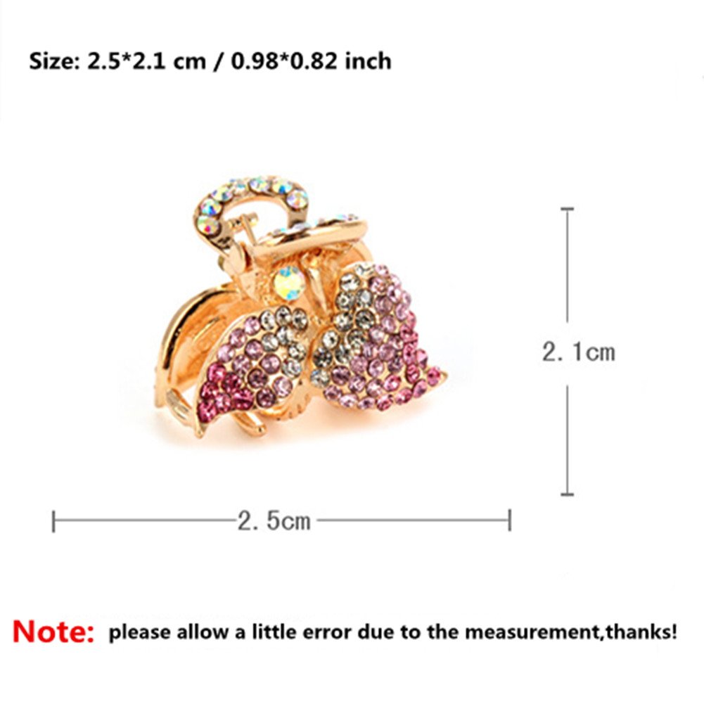 Ruihfas 4Pcs Sweet Cherry Bangs Clip Mini Boutique Rhinestone Hair Claws Jaw Clips for Women Girls - Image 7