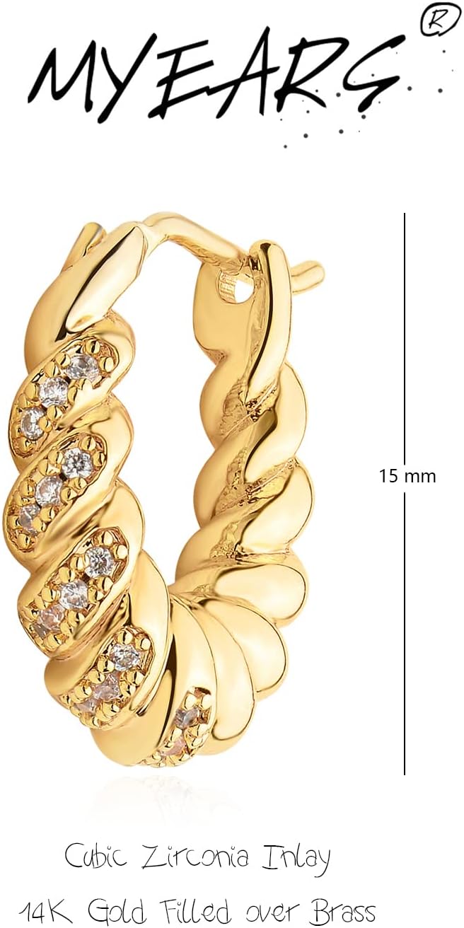 MYEARS Women Hoop Earrings Gold 14K Simple Hypoallergenic Everyday Jewelry - Image 4